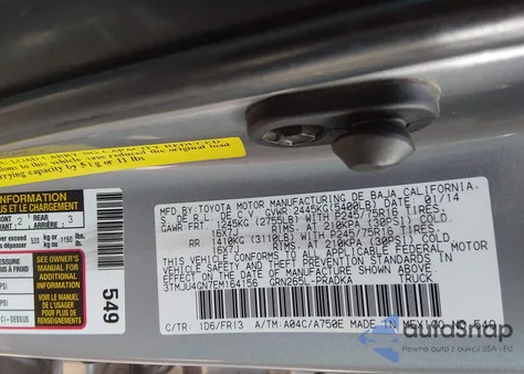 2014 Toyota Tacoma Prerunner V6 from USA, damaged, VIN 3TMJU4GN7EM164156